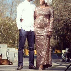 Vince Camuto Rose Gold Pink Sequin Gown